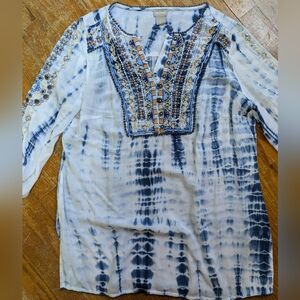 Embroidered Tie-Dye Tunic